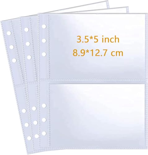 30 Packs de 120 Pochettes de Cartes Photos 3.5x5' Pour Classeur A5 à 6 Anneaux,Pages Photos Double-Face à 2 Poches, Feuilles de Protection Pour Photos, Cartes Postales, Sachets de Semences