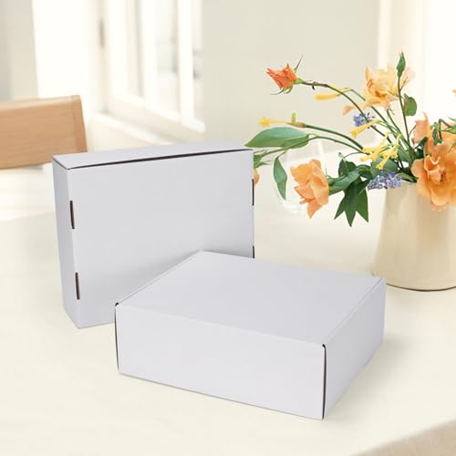 Image of HORLIMER 12x10x4 inches Shipping Boxes Set of 15, White Corrugated Cardboard Box for Mailing, Packaging, Small Business