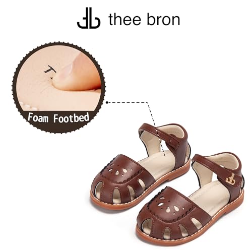 Image of THEE BRON Toddler Girls Closed-Toe Sandals Sweet Retro Cutout Summer Dress Shoes