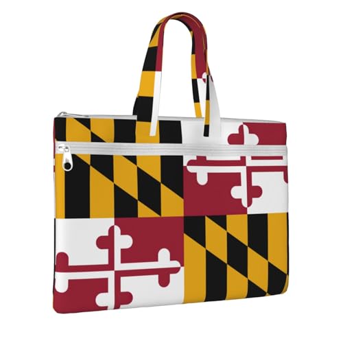 Maryland State Flag Canvas Document Bag Briefcase For Professionals And Executives2