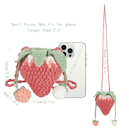Image of Minache Women Mini Fruit Knitting yarn Crochet Crossbody Shoulder Bag Coin Purse