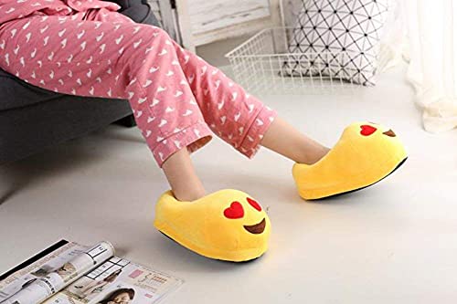 Qualtos Smiley Warm Shoes Emoji Bedroom Slipper Free Size Indoor Funny Soft Plush for Adults Kids Teens Poop Comfy Socks Womens Girls Non-Skid Footpads