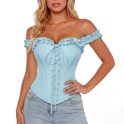 Scarlet Darkness Corset Tops Women Overbust Corset Light Blue Size 16