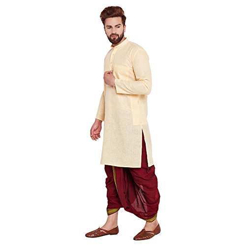Image of SOJANYA (Since 1958 Men's Brown and Black Cotton Dhoti Kurta Set