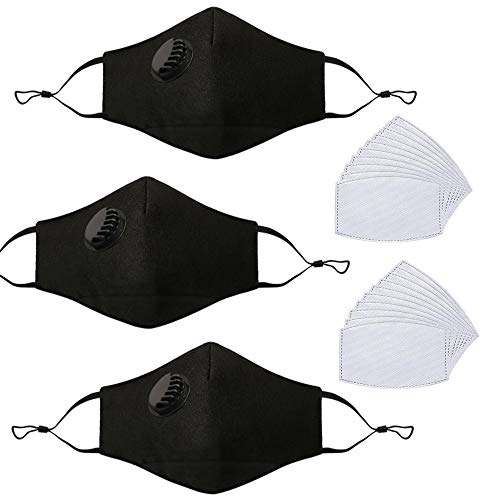 YIZER - Pañuelos reutilizables para la cara con filtro, 3 unidades, lavables, con 20 filtros reemplazables para antipolvo, polen, actividades al aire libre, unisex