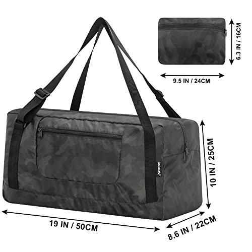 Image of HOLYLUCK Foldable Travel Duffel Bag For Women & Men Luggage Great for Gym (midnight camo)