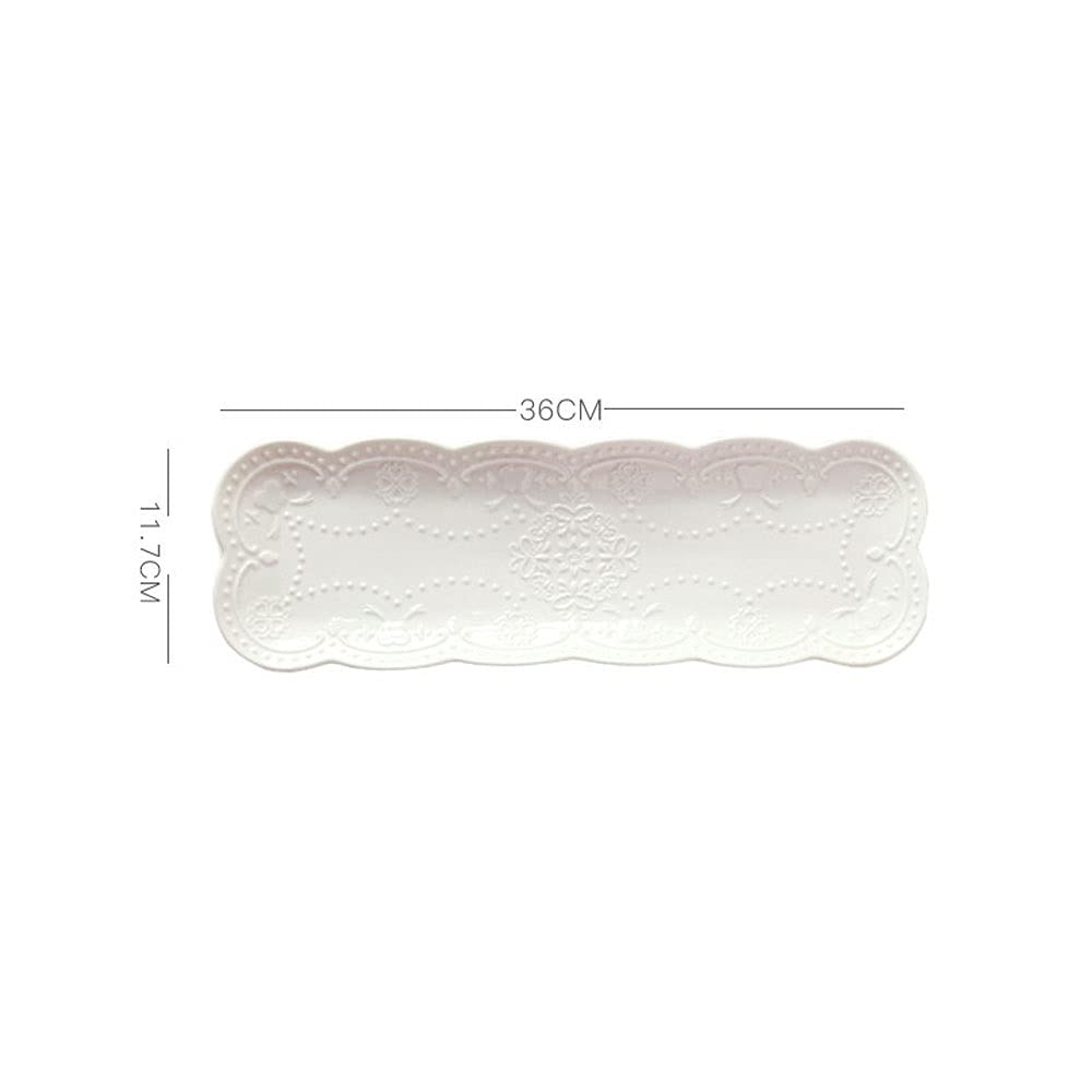 Platos de cerámica 36 * 11.7cm Plato Rectangular Platos de Sushi Fiesta Bandejas de porcelana for servir Aperitivo, Decoración de platos