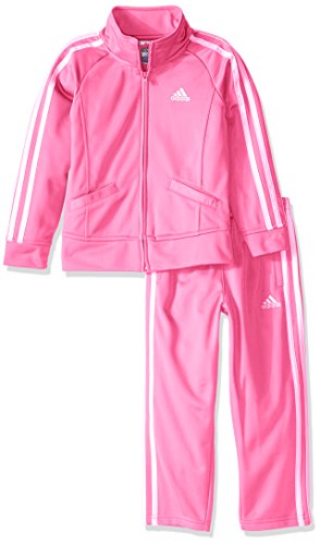 adidas Baby Girls' Tricot Zip Jacket and Pant Set, Sugar Plum, 6 Months