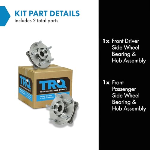 Image of TRQ Front Wheel Bearing and Hub Assembly Set 2 Piece Compatible with 91-96 Dodge Stealth RT Turbo 91-99 Mitsubishi 3000GT VR-4 95-96 3000GT Spyder VR-4 03-06 Lancer Evolution 2006 Lancer Evolution SE