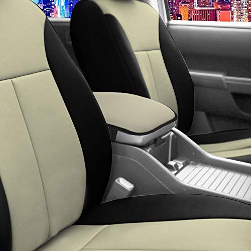 Image of FH Group Neosupreme Beige Flat Pattern Center Console Pad - Water-Resistant Armrest Cover Protector for Cars, SUVs & Trucks