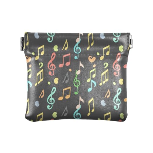 Musical Instruments Pattern Coin Purse Leather Pouch Change Purse, Squeeze Coin Pouch for Cards, Keys & Lipsticks, Unisex