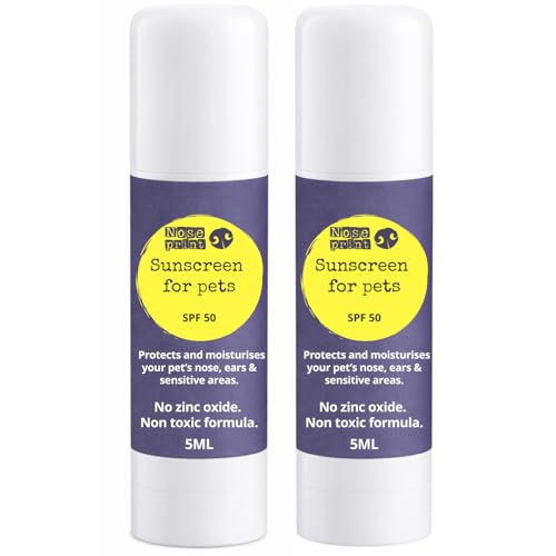 Noseprint Pet Sunscreen Stick SPF 50 Zinc Oxide Free Non-Toxic for Dogs and Cats 2 x 5ml Nose Ears and Sensitive Skin