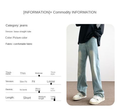 Jeans Pants Trousers Denim Spring Summer Retro Simple Versatile Men's Loose Straight Casual2