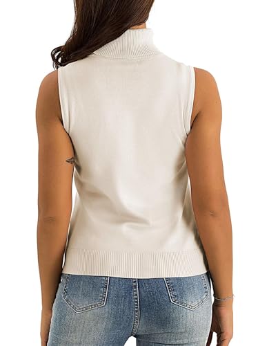 Image of Spicy Sandia Women Stretchable Turtleneck Knit Sleeveless Slim Fit Sweater