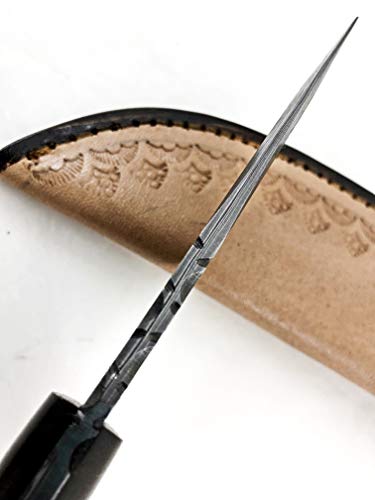 MATA BLADES 8.5 INCH Fixed Blade Black Horn and Rose Wood Custom Handmade Damascus Knife