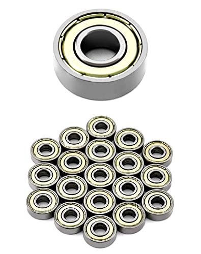 QWORK® 20 Stück 608zz Kugellager, Metall Double Shielded Miniatur Rillenkugellager, für Skateboards, Roller, Inline Skates, 8mm x 22mm x 7mm