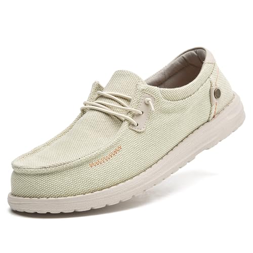 Image of Men's Canvas Loafers, Slip On Casual Shoes | Hands Free, Lightweight, Comfortable, Breathable Upper, Walking Shoes, Stretch, Travel, Vacation, Everyday Wear