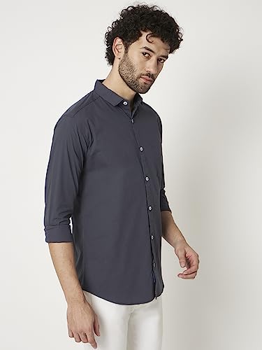 Image of RAGZO Men's Solid Slim Fit Cotton Casual Shirt with Spread Collar & Full Sleeves Breathable Fabric for Flexibility
