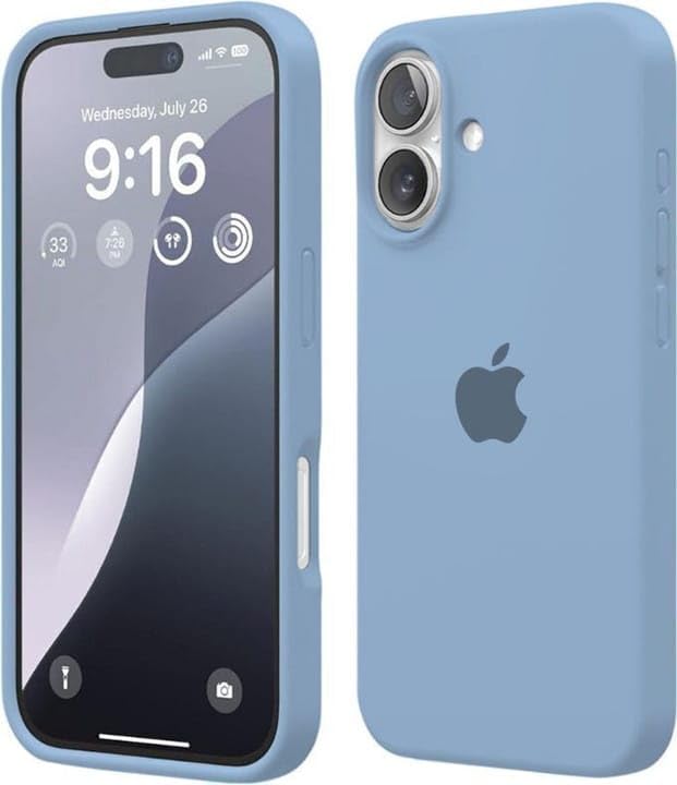 Image of Phone Case Compatible with iPhone 16, Black, Protective Slim Fit Cover with Camera Protection, Shock-Absorbing Design (Blue)