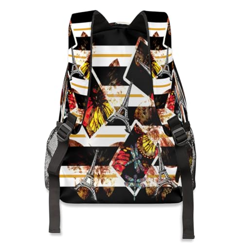 Sac à dos tour Eiffel papillon grand volume avec compartiment ordinateur