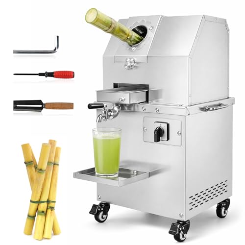 Image of Commercial Sugar Cane Juicer Machine, 800W 3-Roller 304 Stainless Steel