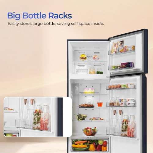 Image of Haier 328 L 2 Star Frost Free Triple Inverter Double Door Refrigerator with Digital Touch Display & Spacious Fresh Zone (HEF-332GBLA-P, GE Black, 10 In 1 Convertible Modes, 2026 Model)