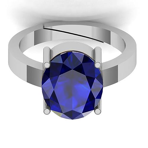 7.25 Ratti/6.25 Carat Oval Shape Natural Blue Sapphire Gemstone Silver Plated Adjustable Ring For Women And Men3