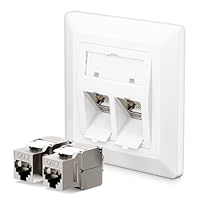 LEENUE 1 x 2-Port CAT 7 Netzwerkdose Unterputz + 2 x CAT 7 Keystone RJ45 Modul, Lan Ethernet Dose Buchse Einbaubuchse 10 Gbit/s, Weiß