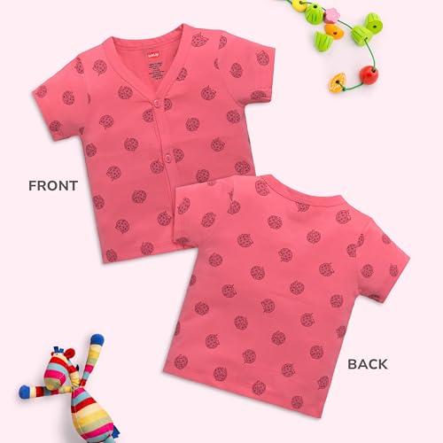 Image of LuvLap Baby Girls Regular Fit 100% Cotton Half Sleeves Girls Jhabla Shirt Pack of 4
