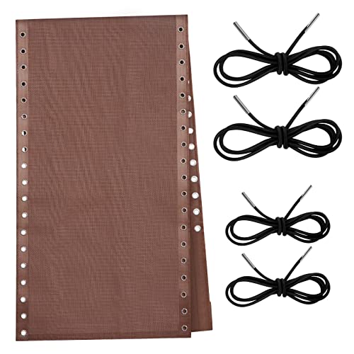 Queekay Chair Replacement Fabric with 4 Bungee Cord Lounge Chair Cloth Mesh Repair Kit for Patio Recliner Outdoor Lawn Pool(63 x 17 Inch,Brown)