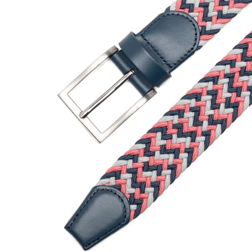 Image of Men's Stretch Braided Elastic Woven Canvas Golf Belt, multicolor,1 3 /8 inch