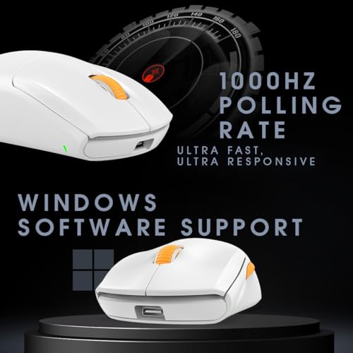 Image of Cosmic Byte Atlas Tri-Mode Gaming Mouse with 12000 DPI PixArt PAW3311 Sensor, 1000Hz Polling Rate, 57g Lightweight, PTFE Feet, Paracord Cable, 20M Clicks, 500mAh Battery (White)