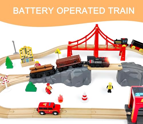 motorized train for wooden track 3pcs train toy set for 3 4 5years old boy girl toddlers battery powered train compatible with thomas amp friends brio and chuggington