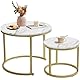 IBUYKE Runder Nisttisch, Abnehmbarer 2er Set Couchtische, Stapelsofa Beistelltisch, Beistelltisch, für Wohnzimmer, Schlafzimmer, Büro, Balkon, Wohnung, Weiß und Gold TMJ062G