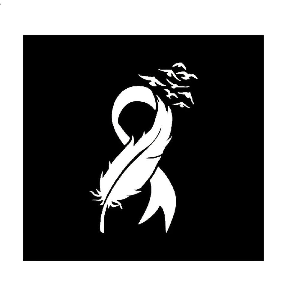 Feather Awareness Ribbon Vinyl Decal Durable Sticker for Cars Laptops Trucks Walls(White)