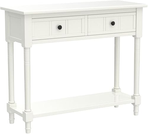 Miniatura 20 de Merax Moderna mesa de consola estrecha de madera para entrada, pasillo, puerta delantera, mesa auxiliar con cajones y estante inferior, color