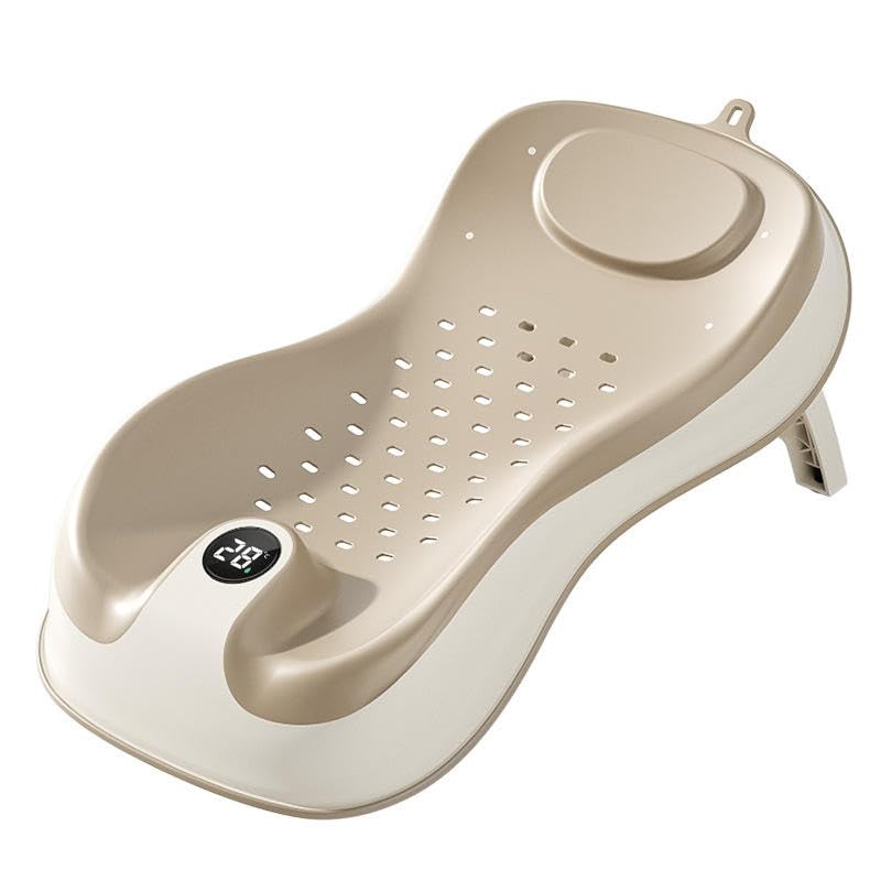 Newborn Baby Bath Support Seat with Thermometer | Ergonomic Spine Support | Non-Slip Foldable Design with Drainage Holes | Infant Bathtub Support for 0–6 Months