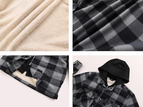 Image of Gary Com Heavy Thick Flannel Plaid Jacket Sherpa Fleece Lined Hoodies for Men Zip Up Winter Warm Coat Zipper Sweatshirt