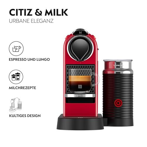 Nespresso Krups XN7615 Citiz&Milk Kaffeekapselmaschine | 1260W | Wassertankkapazität 1l | Pumpendruck 19 Bar | Farbe Rot 2