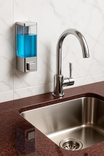 Image of Cube ABS Wall Mounted Soap Dispenser for Shampoo, Sanitizer, Lotion, Dish Wash Gel - Refillable Liquid Pump for Bathroom, Kitchen (Pack of 2)