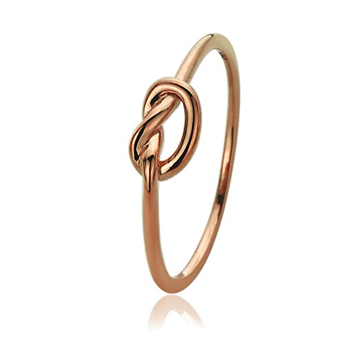 Solid 14K Rose Gold Wedding Ring High Polished Plain Gold Celtic Love Knot Promise Ring (Size 5 To 9), 5 #TOP19