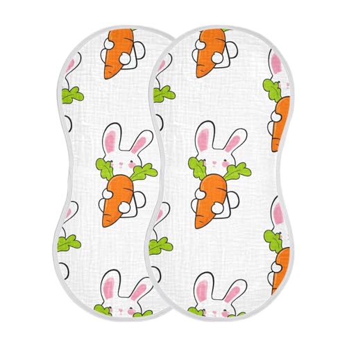4 Pack Baby Burp Cloths, Soft Absorbent Burping Cloths for Babies, Cotton Milk Spit Up Rags, Large Size for Newborns, Baby Boys and Girls (Cute Bunnies)2