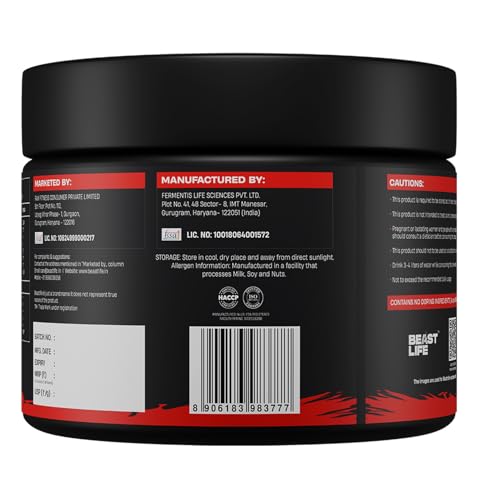 Image of Beastlife Pre-Workout | 105 gm | Orange Flavor | Boosts Pump & Energy | Speeds Up Recovery | 2000 mg Citrulline | 2500 mg Beta-Alanine | 200 mg Caffeine | 500 mg Betaine