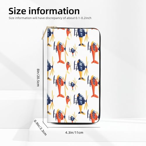 Wallet Women - Cartoon Helicopter Print Leather Wallet Large Capacity Bifold Long Ladies Wallets With Zipper2