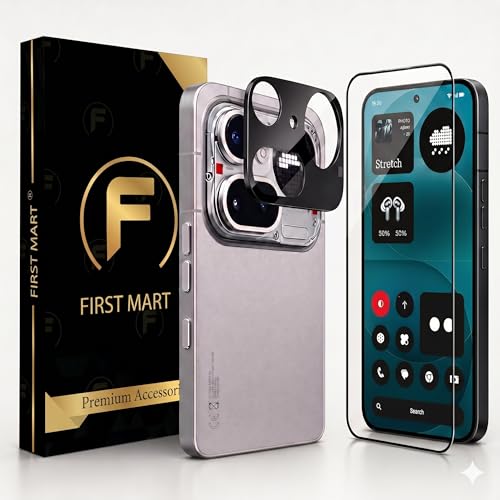 Image of FIRST MART Tempered Glass for Nothing Phone 4A Pro with Black Camera Lens Protector & Installation Kit | HD Clear, Edge-to-Edge, Scratch Resistant, Case-Friendly | Pack of 1