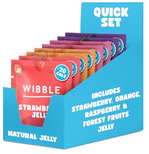 Wibble Natural Crystals 8 pack Variety Pack Quick Set Low Sugar Plant-Based Low Calorie Jello Jelly Powders Serves 4 Vegan Jelly Powder Vegetarian Jello Sweets Vegan Sweets