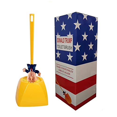 Donald Trump Toilet Brush - Vimbo Original Trump Toilet Brush Make Your Toilet Great Again with Base Holder (Gift Box)