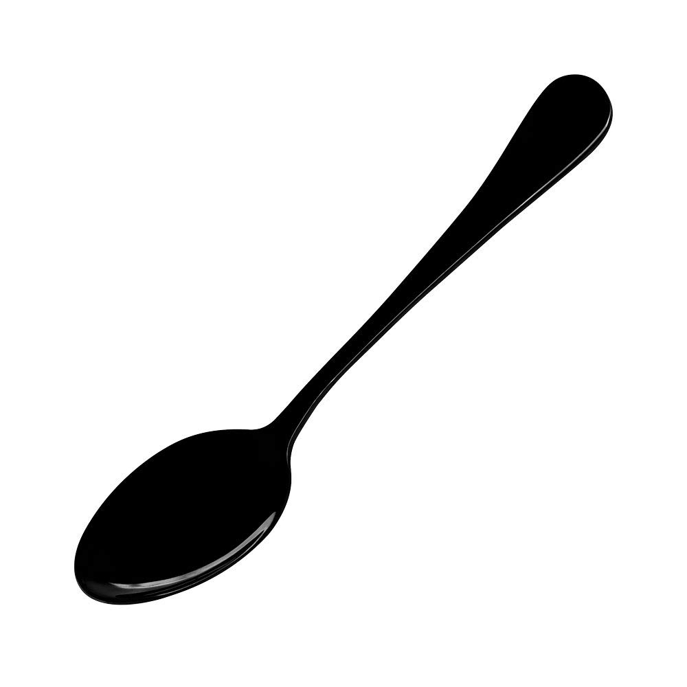 Noire Black Stainless Tea Spoon, Dozen