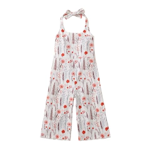 Infant Toddler Baby Girl Romper Jumpsuit Sleeveless Halter Floral One Piece Outfit Overall Pants Summer Clothes