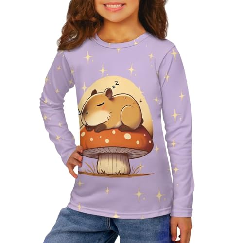Image of Girls Long Sleeve Shirts Casual Crewneck Soft T-shirts for Girls 3-16 Years Old